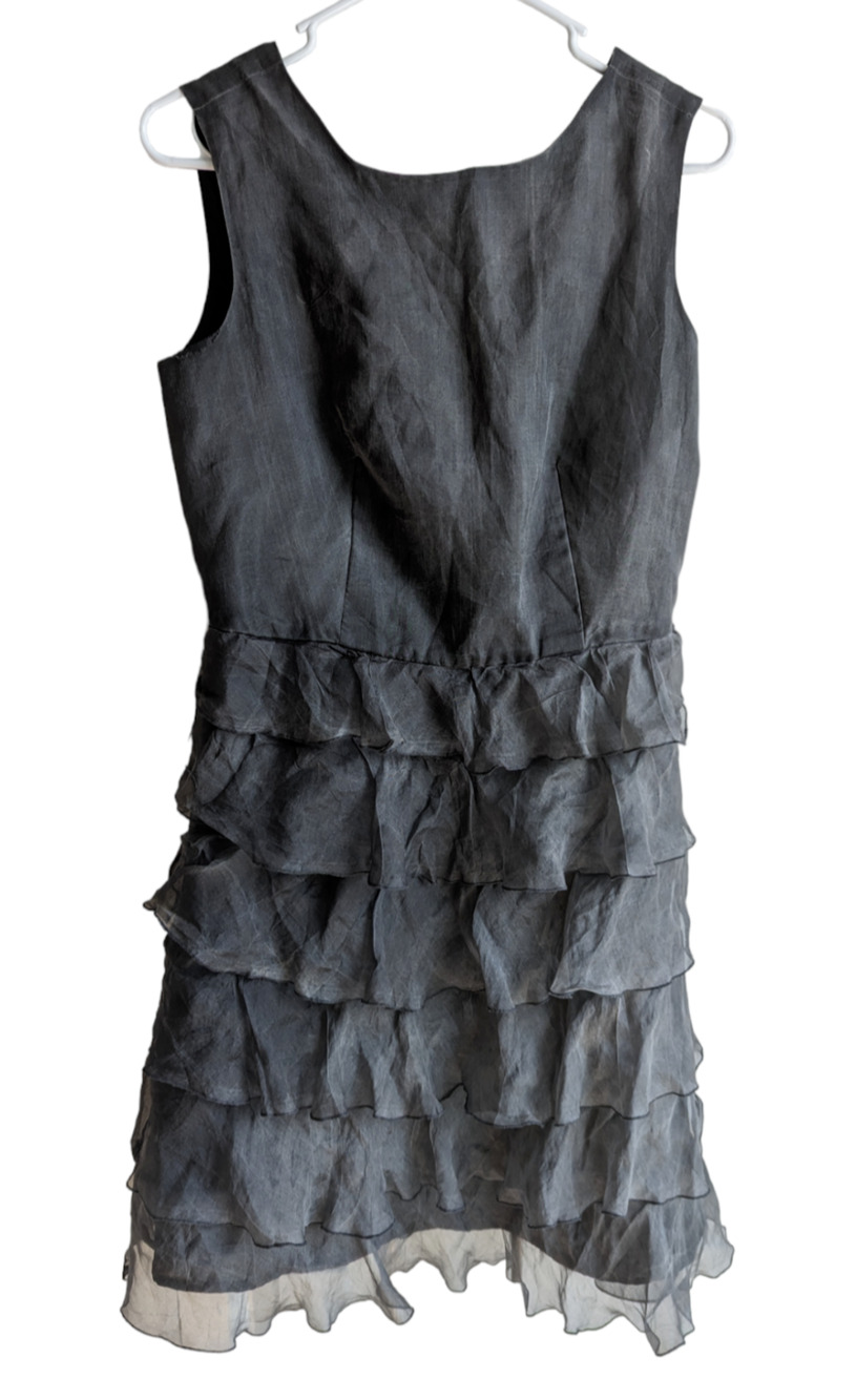 Caramelo Women's Sleeveless Grey Ruffled Party Dress Size 42 Spain US Large